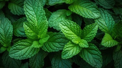 Extreme Closeup of Mint Leaves - Highly Detailed Minimal Style AI Generated - obrazy, fototapety, plakaty