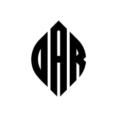 OAR circle letter logo design with circle and ellipse shape. OAR ellipse letters with typographic style. The three initials form a circle logo. OAR circle emblem abstract monogram letter mark vector.