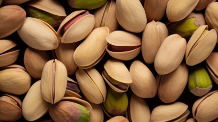 Extreme Closeup of Pistachios: Highly Detailed Minimal Style Overhead View AI Generated - obrazy, fototapety, plakaty