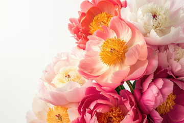 An opulent display of isolated peonies against a luxurious white background