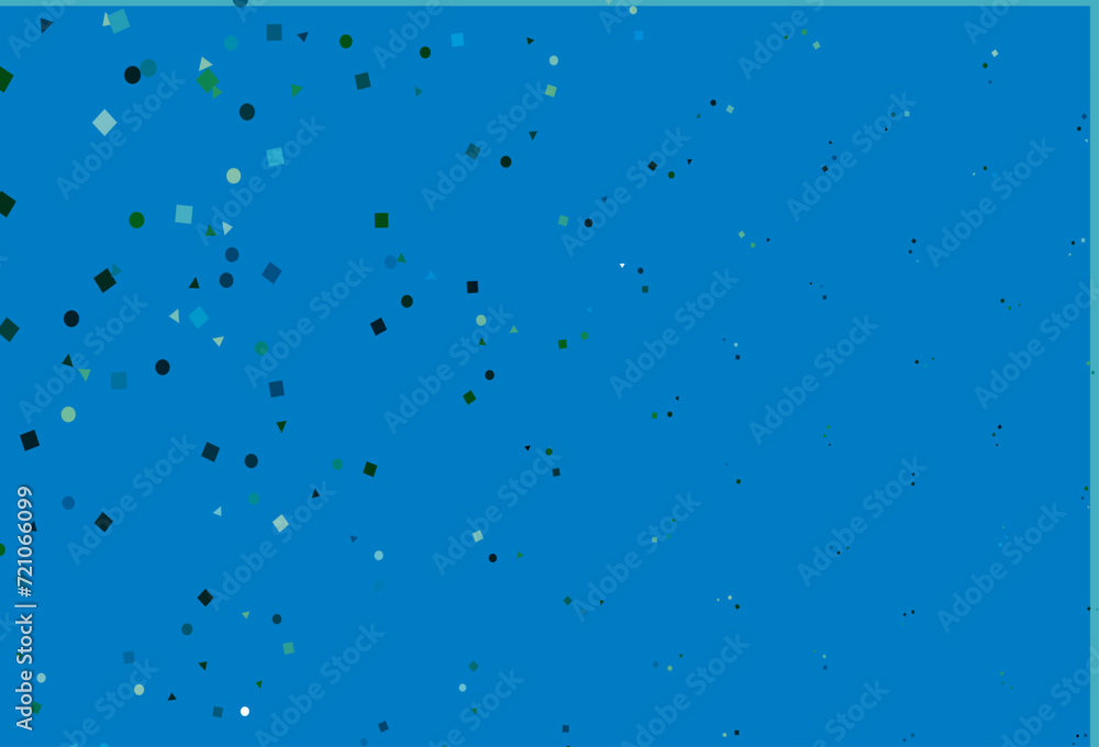 Poster light blue, green vector pattern in polygonal style with circles.