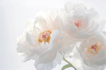Fototapeta na wymiar A serene composition featuring isolated peonies against a pure white canvas