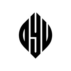 OYU circle letter logo design with circle and ellipse shape. OYU ellipse letters with typographic style. The three initials form a circle logo. OYU circle emblem abstract monogram letter mark vector.