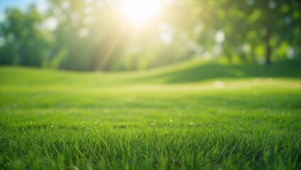 Fototapeta na wymiar green grass and sun rays