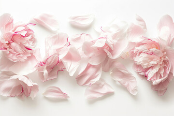 An exquisite portrayal of isolated peony petals on a clean white background
