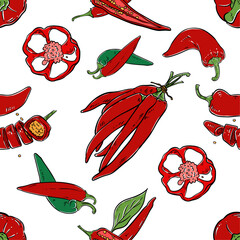SEAMLESS PATTERN CHILLI PEPPER