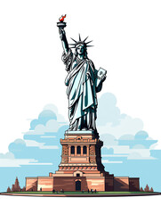 Obraz premium generated illustration of Status of liberty, patriotism, US independence
