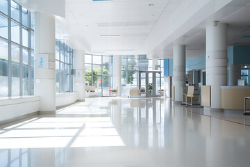The decoration of the nursing staff's desks inside the new hospital building is beautiful and pleasing to the eye.