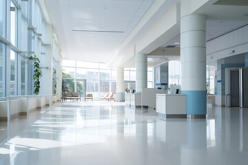 The decoration of the nursing staff's desks inside the new hospital building is beautiful and pleasing to the eye.