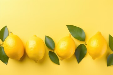 Minimalistic Composition of Lemons on Yellow Background AI Generated