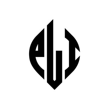 PLI circle letter logo design with circle and ellipse shape. PLI ellipse letters with typographic style. The three initials form a circle logo. PLI circle emblem abstract monogram letter mark vector.