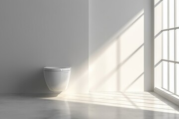 Fototapeta na wymiar Modern bright toilet bowl in the rays of the sun from the window