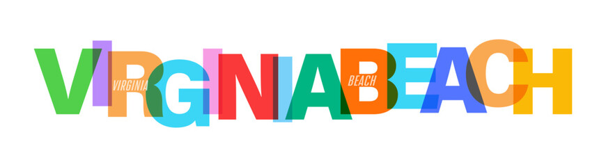 Fototapeta premium VIRGINIA BEACH. The name of the city on a white background. Vector design template for poster, postcard, banner