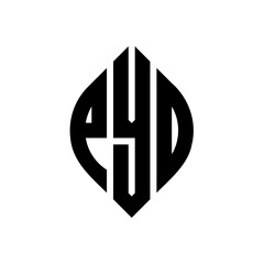 PYD circle letter logo design with circle and ellipse shape. PYD ellipse letters with typographic style. The three initials form a circle logo. PYD circle emblem abstract monogram letter mark vector.