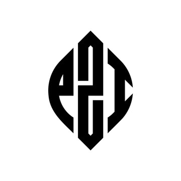 PZI circle letter logo design with circle and ellipse shape. PZI ellipse letters with typographic style. The three initials form a circle logo. PZI circle emblem abstract monogram letter mark vector.