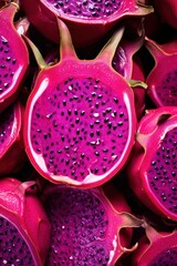 Obraz na płótnie Canvas Vibrant Close-Up of Sliced Dragon Fruit AI Generated