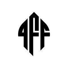 QFF circle letter logo design with circle and ellipse shape. QFF ellipse letters with typographic style. The three initials form a circle logo. QFF circle emblem abstract monogram letter mark vector.