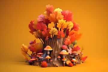 3d rendering of autumn elements