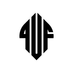 QUF circle letter logo design with circle and ellipse shape. QUF ellipse letters with typographic style. The three initials form a circle logo. QUF circle emblem abstract monogram letter mark vector.