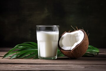 Refreshing Minimal Style Coconut Juice in Glass AI Generated