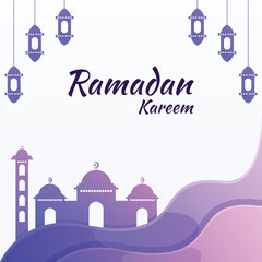 ramadan kareem background with purple color gradient