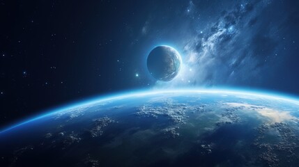 Naklejka na ściany i meble Earth Planet in Space. Celestial, Cosmic, Solar System, Astronomy, Universe, Galactic, Planetary 