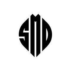 SMD circle letter logo design with circle and ellipse shape. SMD ellipse letters with typographic style. The three initials form a circle logo. SMD circle emblem abstract monogram letter mark vector.