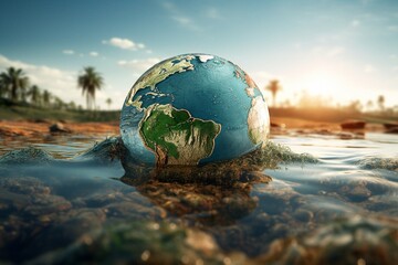 The threats of climate change on planet Earth sphere.