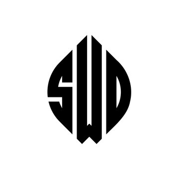 SWD circle letter logo design with circle and ellipse shape. SWD ellipse letters with typographic style. The three initials form a circle logo. SWD circle emblem abstract monogram letter mark vector.