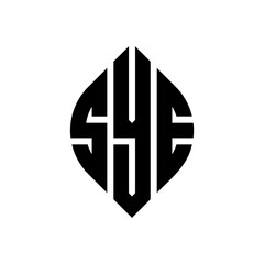 SYE circle letter logo design with circle and ellipse shape. SYE ellipse letters with typographic style. The three initials form a circle logo. SYE circle emblem abstract monogram letter mark vector.
