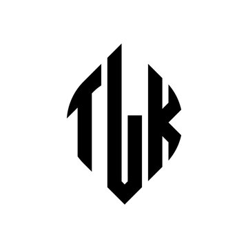 TLK circle letter logo design with circle and ellipse shape. TLK ellipse letters with typographic style. The three initials form a circle logo. TLK circle emblem abstract monogram letter mark vector.