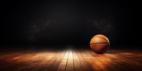 Basketball on Wooden Floor