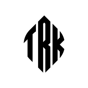 TRK circle letter logo design with circle and ellipse shape. TRK ellipse letters with typographic style. The three initials form a circle logo. TRK circle emblem abstract monogram letter mark vector.
