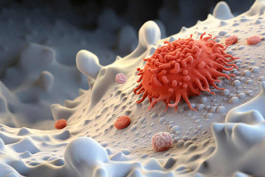 HIV attacking CD4 T-Cell in colorful 3D