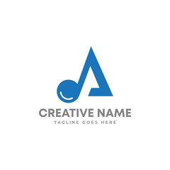 Creative letter A musical podcast logo with musical note