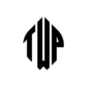 TWP circle letter logo design with circle and ellipse shape. TWP ellipse letters with typographic style. The three initials form a circle logo. TWP circle emblem abstract monogram letter mark vector.