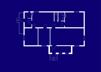 Country house floor plan. Vector outline. Architectural background.