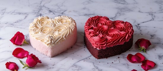 Heart-shaped cake duo