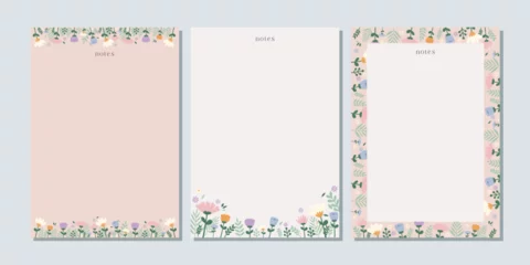 Tuinposter Spring notes and letters concept print template. Pastel flat illustration. For spring letter, scrapbooking, invitation, greeting card. A4 format © mookamook