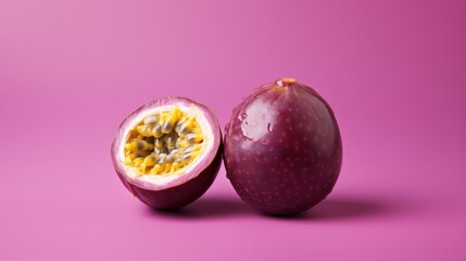 Passionfruit on a Purple Background AI Generated