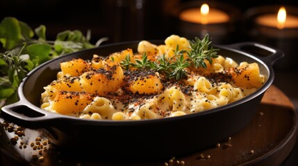 Black Truffle Macaroni and Cheese. Best For Banner, Flyer, and Poster