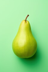 Overhead View of Pear on Green Background AI Generated