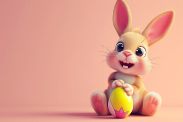 Fototapeta premium easter bunny and egg with copy space