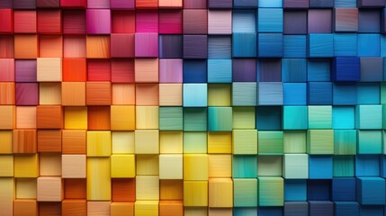 Spectrum of stacked multi-colored wooden blocks, Ai Generated.