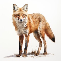 Obraz premium An image of a fox, distinct and prominent against a white backdrop, Ai Generated