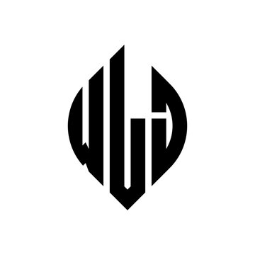 WLJ circle letter logo design with circle and ellipse shape. WLJ ellipse letters with typographic style. The three initials form a circle logo. WLJ circle emblem abstract monogram letter mark vector.