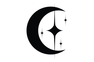 Crescent Moon Basic Graphic Sticker Design