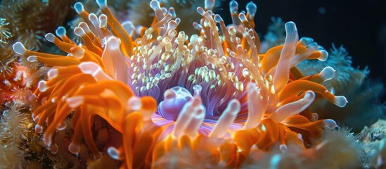 Naklejka na ściany i meble Sea Anemone in Coral Reef in Lembeh, Sulawesi, Indonesia.