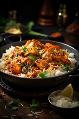 Chicken Tikka Masala with Basmati Rice. Best For Banner, Flyer, and Poster