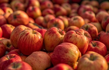 many fresh red organic apples that have just been freshly harvested. many fresh organic apple background